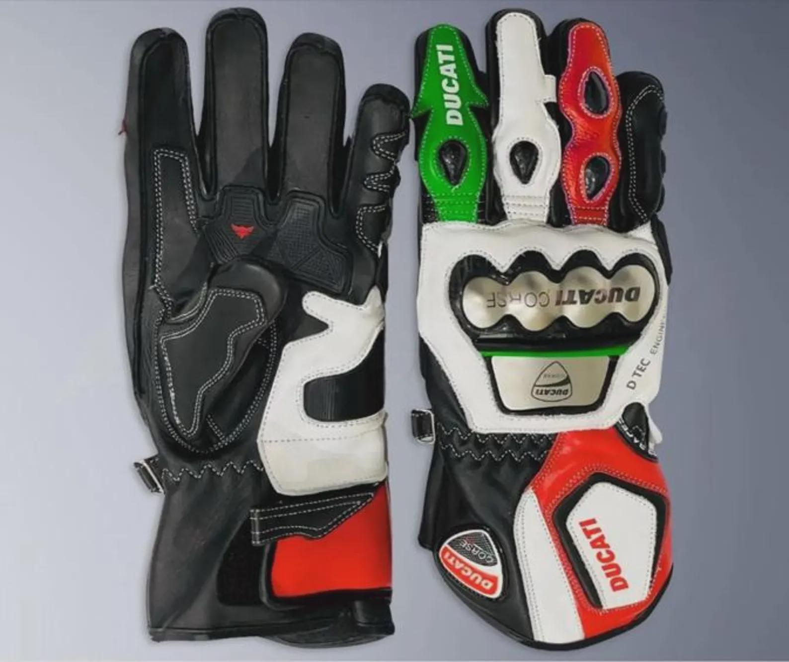 Ducati Leather Gloves — Multicolour Racing