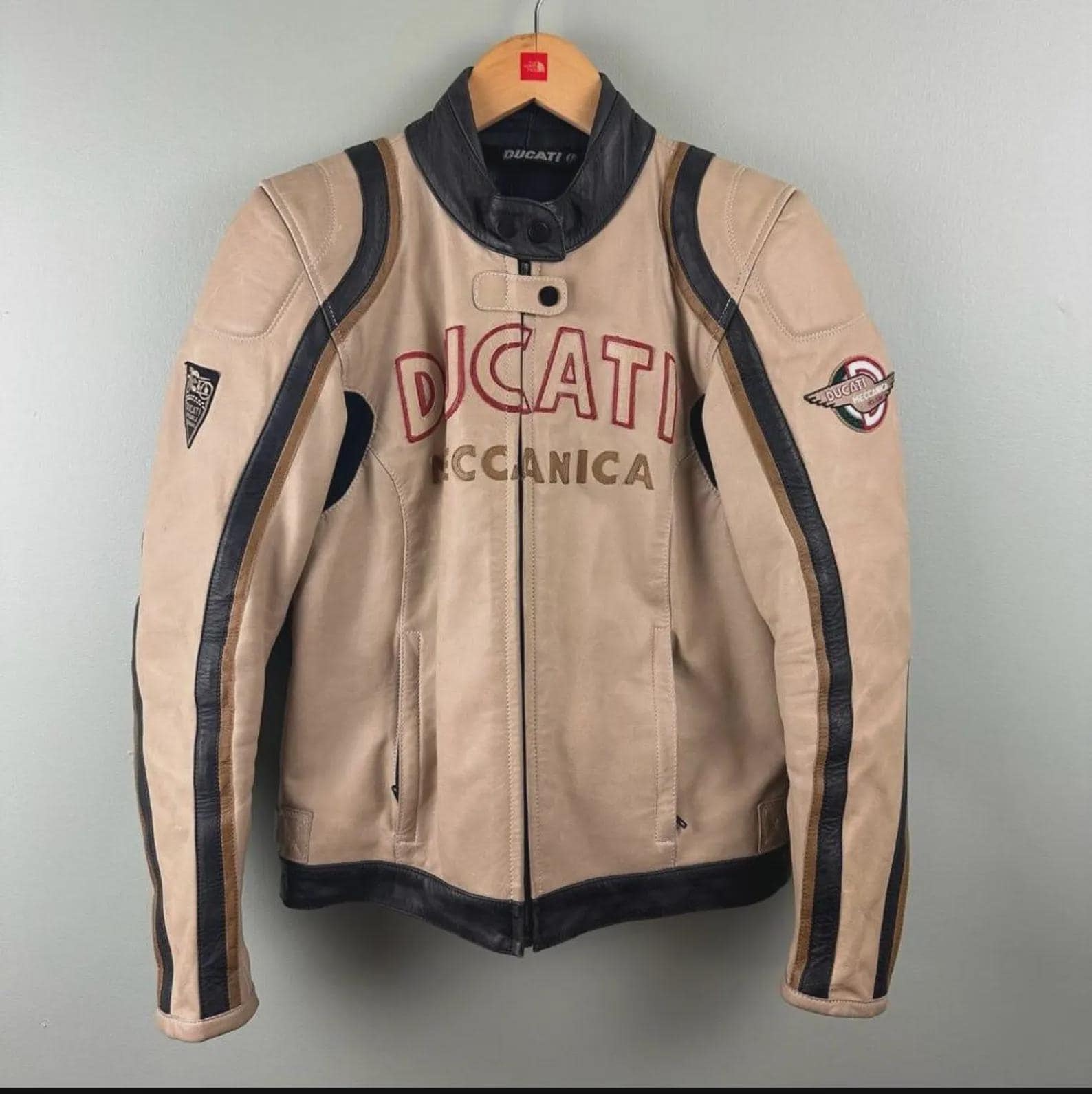 Ducati Meccanica Vintage Leather Jacket — Beige Cowhide