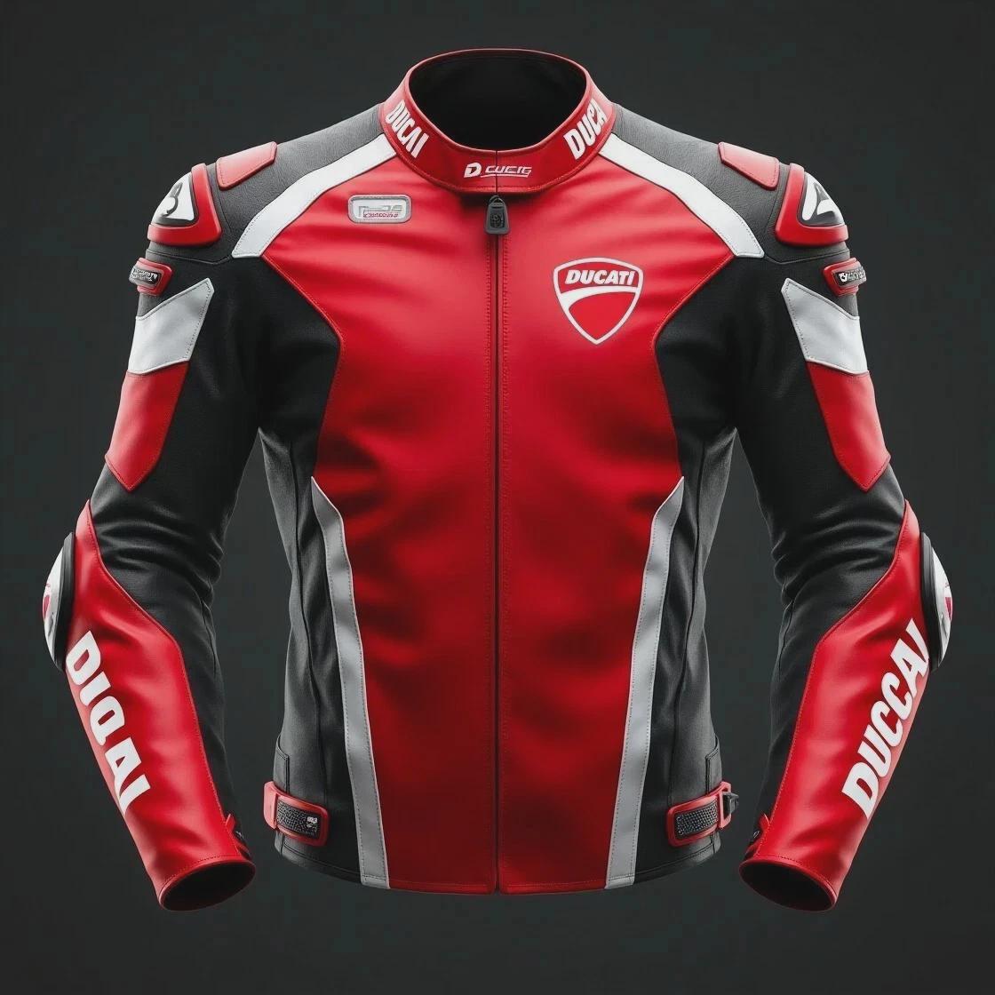 Men's Red & Black Leather Motorcycle Jacket — Armored Racing